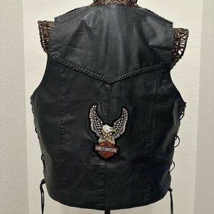 Harley-Davidson Black Leather Vest with Eagle Patch